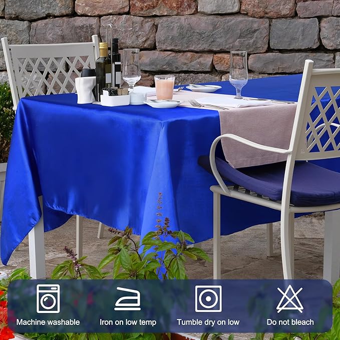 Moukeren 18 Pack Rectangle Tablecloths 58 x 102 Inch Table Cloth Reusable Washable Polyester Table Clothes Bulk for 6 ft Tables for Wedding, Party, Restaurant (Blue)