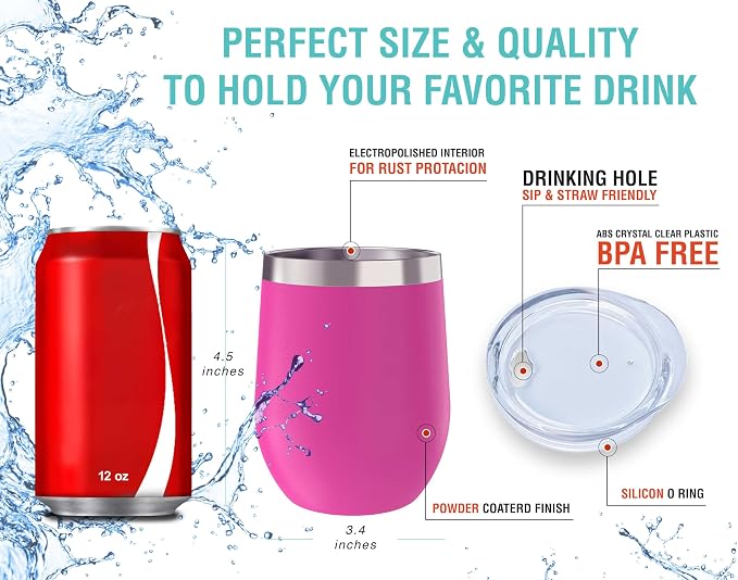 CHILLOUT LIFE 12 oz Stainless Steel Wine Tumbler - Image 4