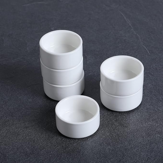 1 oz Mini Porcelain Ramekins Set of 6 （White） | Set of 6 mini ramekins - Image 4