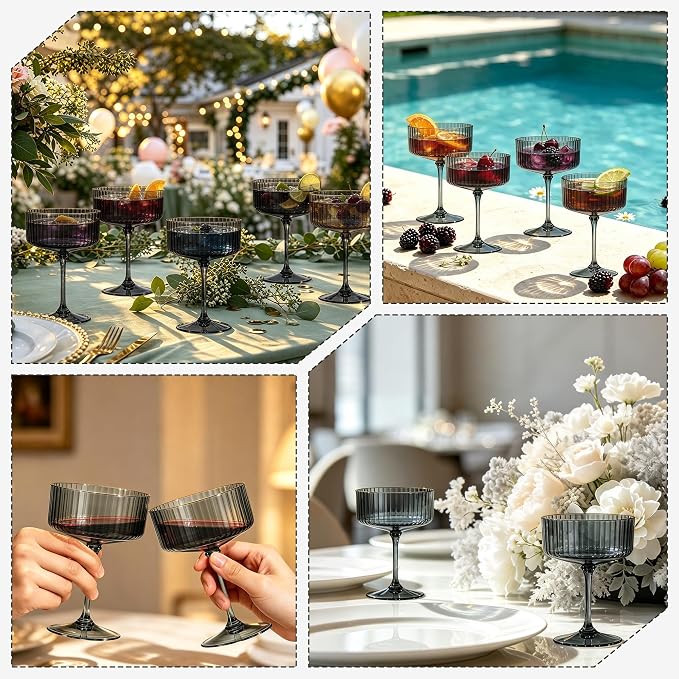 24PCS Plastic Martini Glasses, Unbreakable Reusable Champagne Coupe, Removable - Image 7