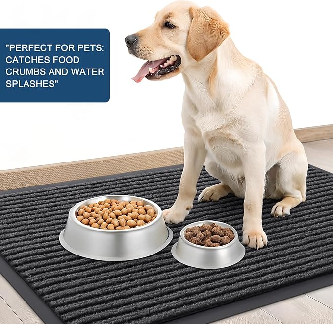 OLANLY Front Door Mat Indoor Outdoor Entrance, Waterproof Heavy Duty Doormat, Fade Resistant, Low Profile, Easy Clean Patio Porch Welcome Floor Mats for Entry, 29.5x17, Charcoal Grey