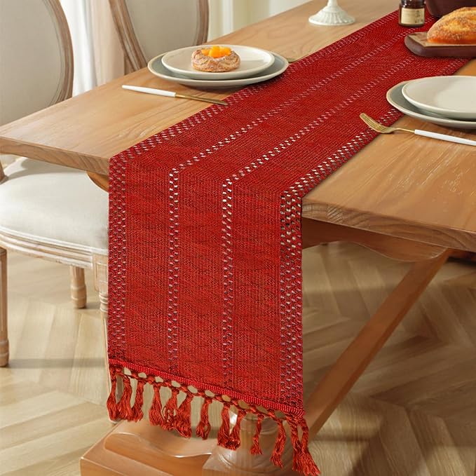 Christmas Table Runner for Red Tassel Home Decor 108 Inches Long, Winter Xmas - Image 5