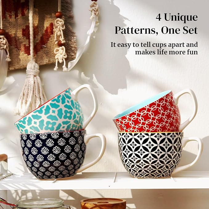 DOWAN 24 OZ Boho Mosaic Soup Mugs - Image 9