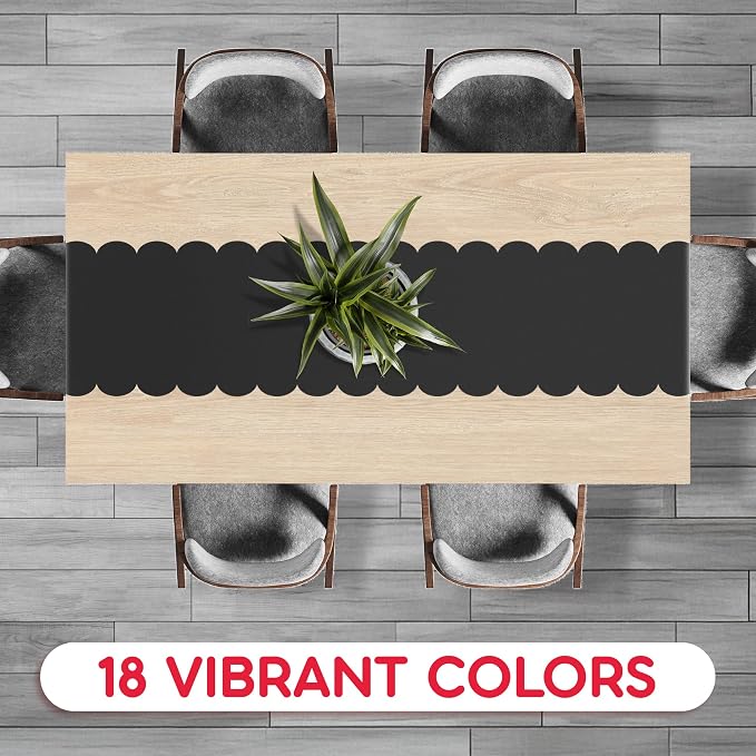 Black Scallop Table Runner, Disposable Plastic, 5 Pack - Image 4
