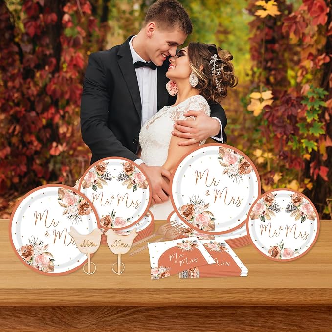Bohemian Mr. and Mrs Tableware Party Decorations - Image 5