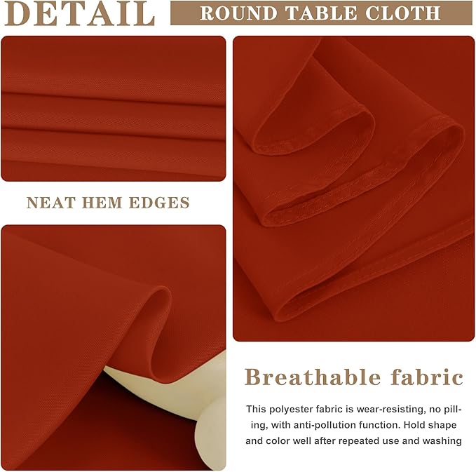 Fitable Rust Table Clothes for Rectangle Tables, 6 Pack - 90 x 156 Inch - Reusable and Elegant Fall Tablecloths, Polyester Fabric Table Covers for Wedding, Party, Banquet, Formal Events