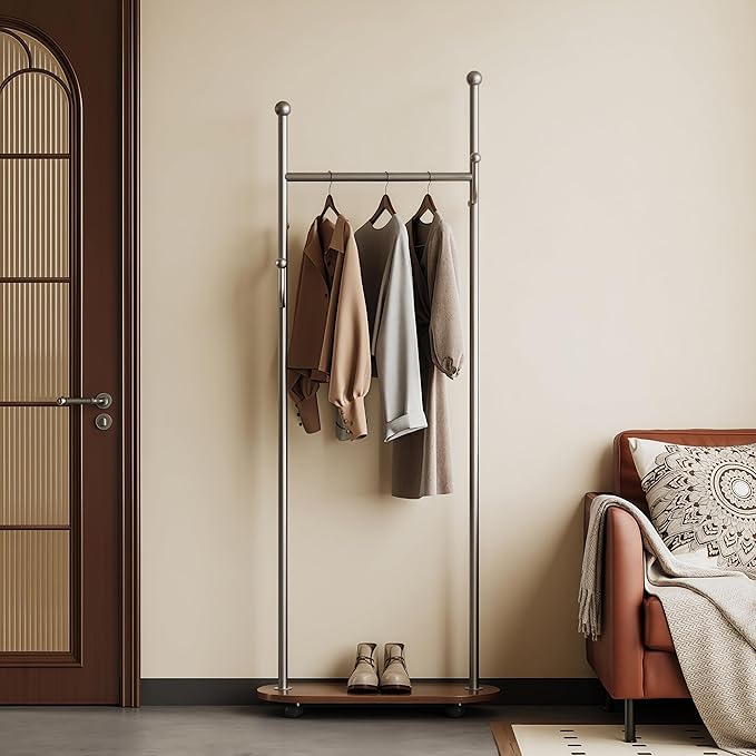 Cactus shaped Freestanding Metal Coat Rack Stand Modern Organizer for Scarf Jacket Hat Bags Ideal for Home Entryway Bedroom Corner Stable and Moveable(Silver)