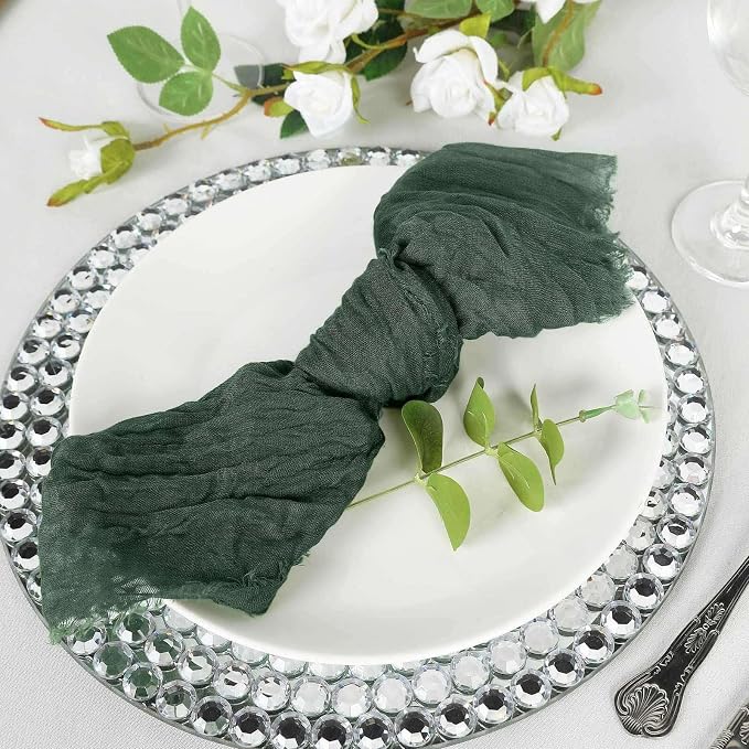 Efavormart 5 Pack 24"x19" Moss Green Matte Gauze Cheesecloth Napkins, Forest - Image 2