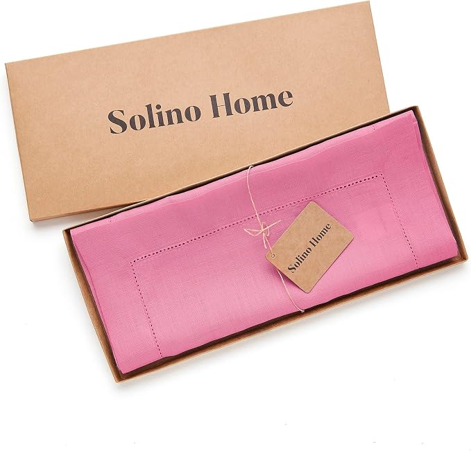 Solino Home 100% Pure Linen Dining Table Runner Flamingo Pink, 14 x 60 in | - Image 6
