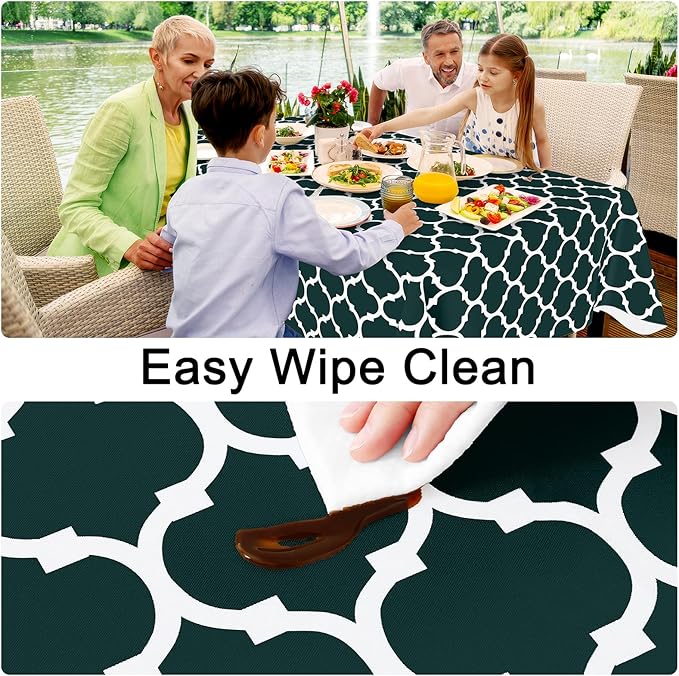 Smiry Square Table Cloth, Waterproof Vinyl Tablecloth with Flannel Backing for Square Tables, Wipeable Spillproof Plastic Tablecloths for Dining, Camping, Indoor and Outdoor (54"x54", Hunter Green)