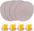 4 Pack Oval Woven Placemats, Mix Brown Cotton Plate Chargers with 4 Pack Round Coasters, Thick Heat Insulation Mats Household Table Mats Braided Bowl Mats Fabric Rustic Placemats for Dining