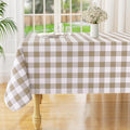 misaya Rectangle Waterproof Vinyl Table Cloth, Buffalo Flannel Backed Tablecloth, Wipeable Plastic Table Cover for Dinner, Cafe, Outdoor (60" x 102", Khaki and White)