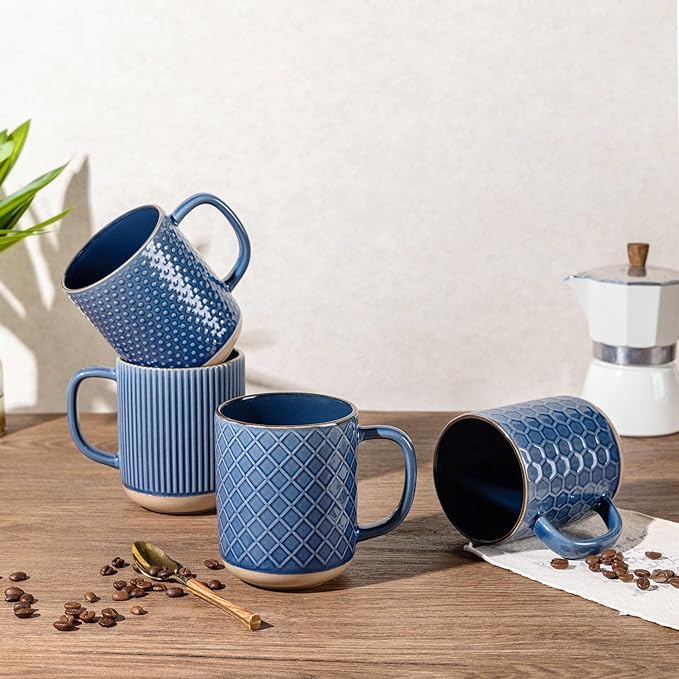 GBhome Coffee Mugs Set of 4, 16 oz Blue Coffee Cups - Image 6