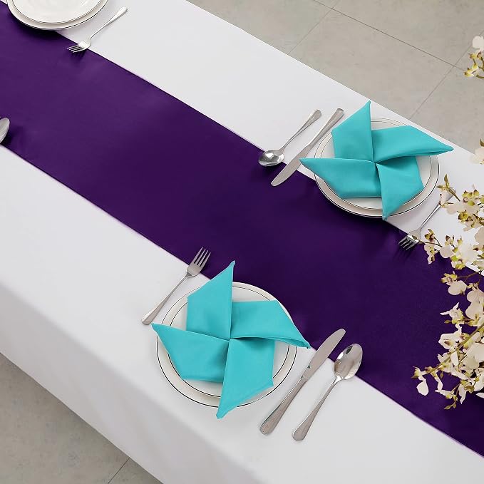 Horbaunal 12 Pack Purple Satin Table Runner 12 x 108 Inch | Smooth Table Runners - Image 4