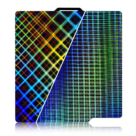 IdeaFormer Smooth Rainbow Plaid+Rainbow Mesh PES Build Plate 257x257mm, PES Spring Steel Sheet Platform for Bambu Lab A1/X1C/X1/X1E/P1P/P1S 3D Printers Bed