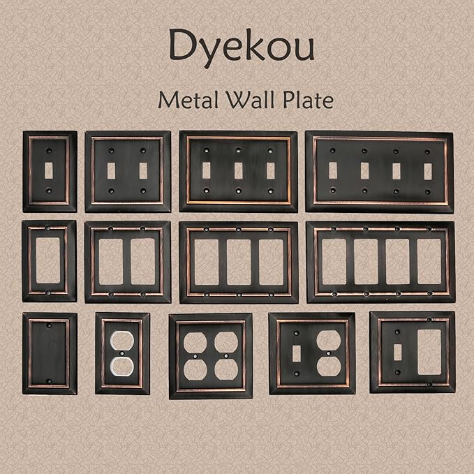 Metal Wall Plate for Electrical Outlets, Decorative Aged Bronze Switch Plates Outlet Cover, Light Switch Cover Plate, 3-Gang Wall Plates (Triple Toggle, 1 Pack)