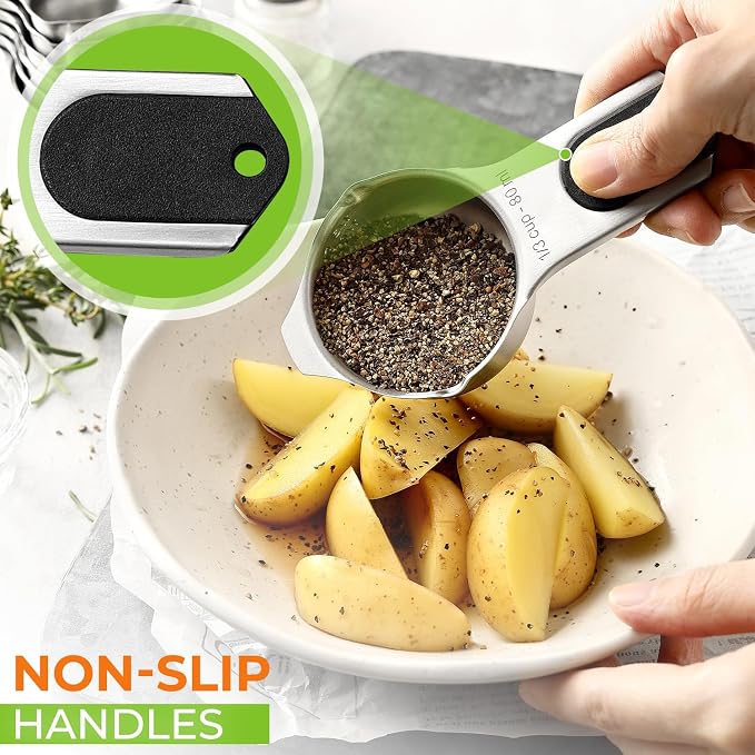 Spring Chef Magnetic Stainless Steel Measuring Cups Set of 7 Patented Black | - Image 6