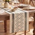 Artoid Mode Dark Grey Stripe Diamond Woven Table Runner 12x108 Inch | Holiday by ArtoidMode