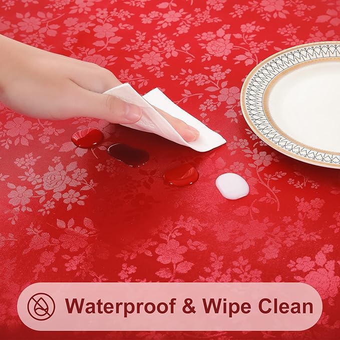 Smiry Rectangle Table Cloth, Waterproof Heavy Duty Vinyl Tablecloths, Wipeable Washable Table Cover for Kitchen and Dining Room (Red, 60" X 84")