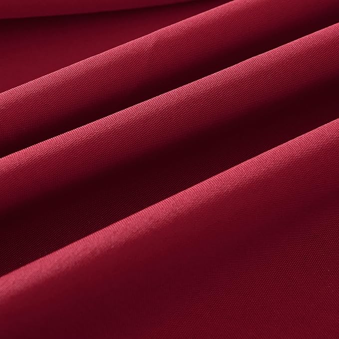 6-Pack Round 108-inch Burgundy Table Cloths, Solid Stain and Wrinkle Resistant Circular Tablecloth, Premium Plain Weave Polyester Fabric Table Linen Covers for Hotel, Banquet