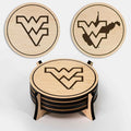 LazerEdge West Virginia Mountaineers Wooden Coaster Set - Maple Wood - Officially Licensed Product - 4-Pack