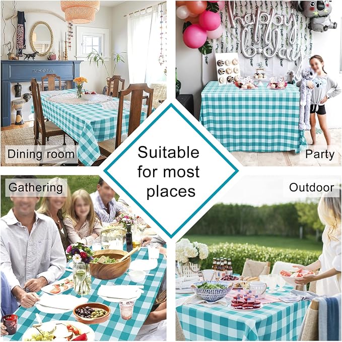 Checkered Tablecloth Rectangle, 70 x 140 Inch - Image 4