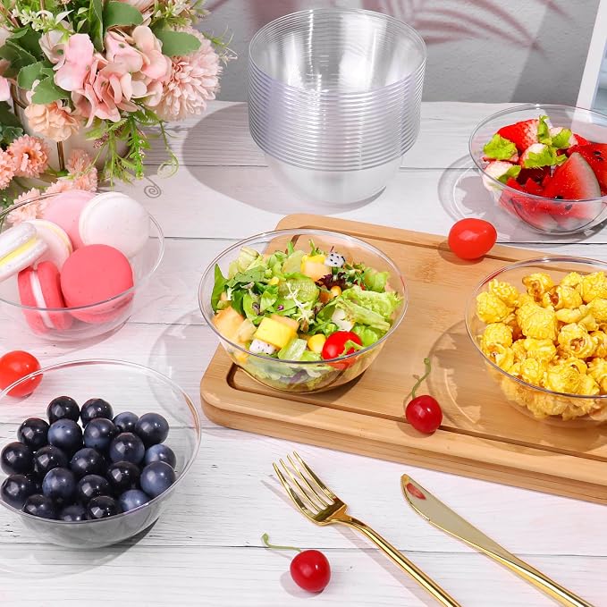 mwellewm 100 Pack 12 oz Clear Plastic Bowls, Small Bowls - Image 2