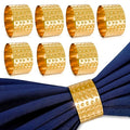 Valentine Gold Napkin Rings - Hammered Gold Napkin Rings Set of 8-1.8"x1.1" Sturdy Metal Napkin Ring Holders for Weddings & Holiday Dinners, Romantic Valentine Table Decor, Stylish Gifts for Hosts