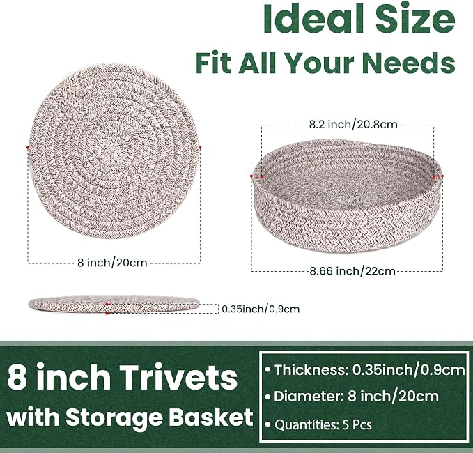 8 Inch Trivets for Hot Dishes, Hot Pots and Pans, Thick Heat Resistant - Image 2