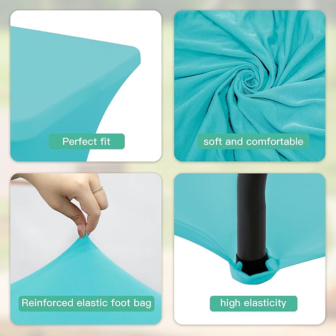 2Pack 6FT Table Cloth for Rectangular Fitted Events Stretch Sky Blue Table Covers Washable Spandex Tablecloth Protector for Party, Wedding, Cocktail, Banquet, Festival