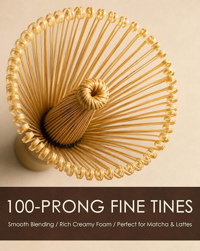 Matcha Whisk Set of 2, 100-Prong Bamboo Chasen, Dual Whisks - Image 4