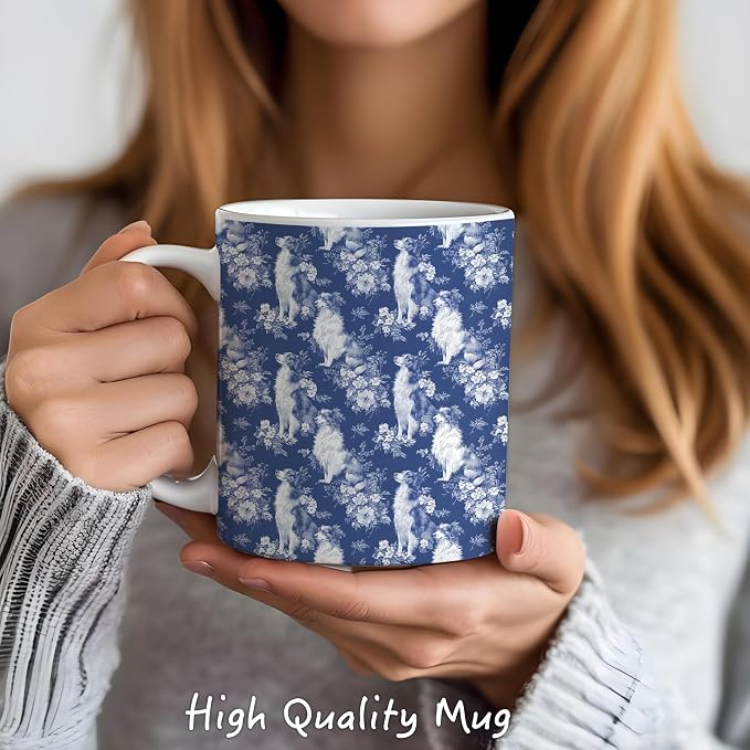 Blue Chinoiserie Border Collie Mug, Border Collie Gifts, Toile de Jouy French - Image 2