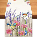 Summer Garden Floral Table Runner Rustic Birds Burlap Table Runners, Spring by BEAUTYROMANCEFORYOURLIFE