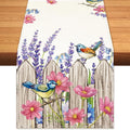 Summer Garden Floral Table Runner Rustic Birds Burlap Table Runners, Spring by BEAUTYROMANCEFORYOURLIFE
