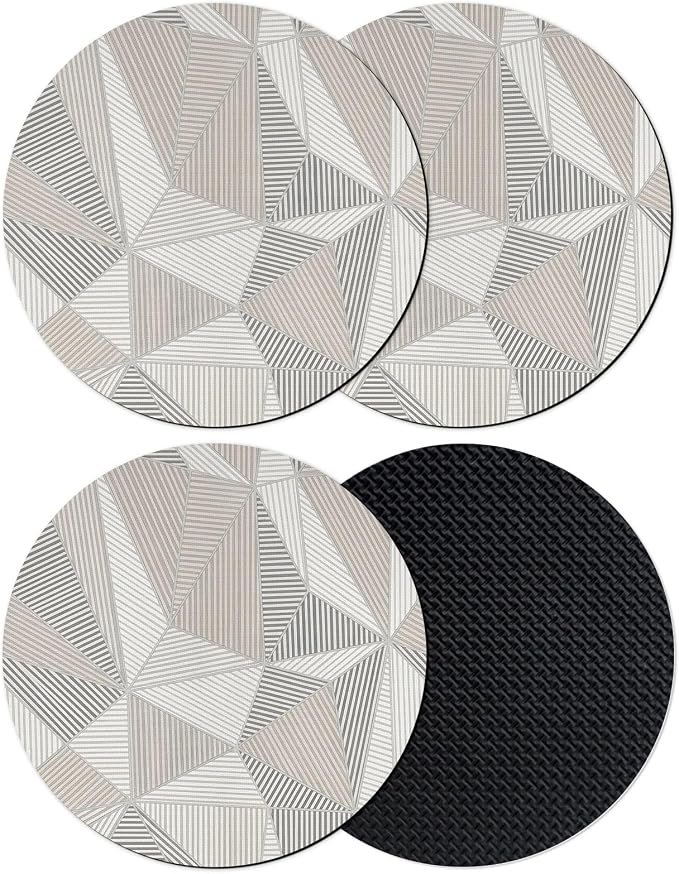 Coasters Set of 4, Geometric Minimalist Round Drink Coasters by Unknown