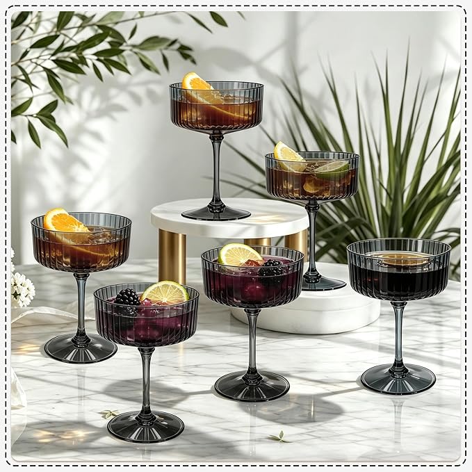 12PCS Plastic Martini Glasses, Unbreakable Reusable Champagne Coupe, Removable - Image 4