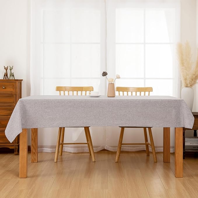 Hiasan 2 Pack Faux Linen Rectangle Tablecloth - Wrinkle and Stain Resistant Washable Table Cloth for Kitchen Dining Room Holiday Table Cover for Party Dinner, Stone, 30 x 60 Inch