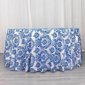 Efavormart 120" Royal Blue Velvet Flocking Damask Tafetta Round Tablecloth by efavormart