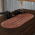 VHC Brands Cider Mill Primitive Jute Red Textured Striped Oval Kitchen Table by VHCBrands