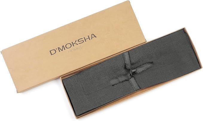 D'Moksha Homes Linen Charcoal Grey Placemats Set of 8-100% Pure Linen Placemats 14 x 19 Inch for Spring, Easter - Handcrafted and Machine Washable