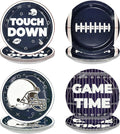60Pcs Cowboys Football Party Supplies 9” Navy Blue Football Paper Plates Footballs Themed Plates Disposable Tableware for Game Day Sports Birthday Party Supplies