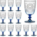 XUWAIDSGN 12Pcs Plastic Vintage Wine Glasses 13.5oz Reusable Embossed Goblet by XUWAIDSGN