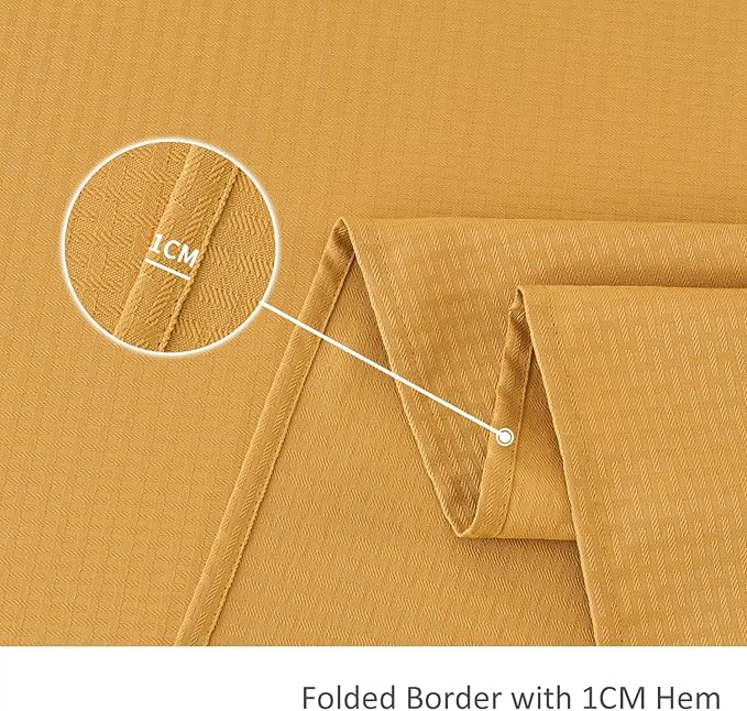 maxmill Square Tablecloth Weaved Texture Stain Resistant Waterproof Wrinkle Free Washable Soft Table Cloth, Decorative Fabric Table Cover for Dining Room Dinner Parties, 52 x 52 Inch, Ochre Yellow