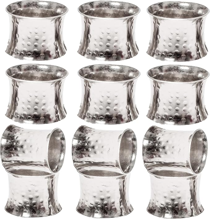 CLEENTABLE Farmhouse Napkin Rings Metal Spiral Napkin Rings -12 Pcs, Handcrafted Napkin Holders Buckles for Family Dinner, Christmas, Wedding, Party, Table Decorations (Silver)