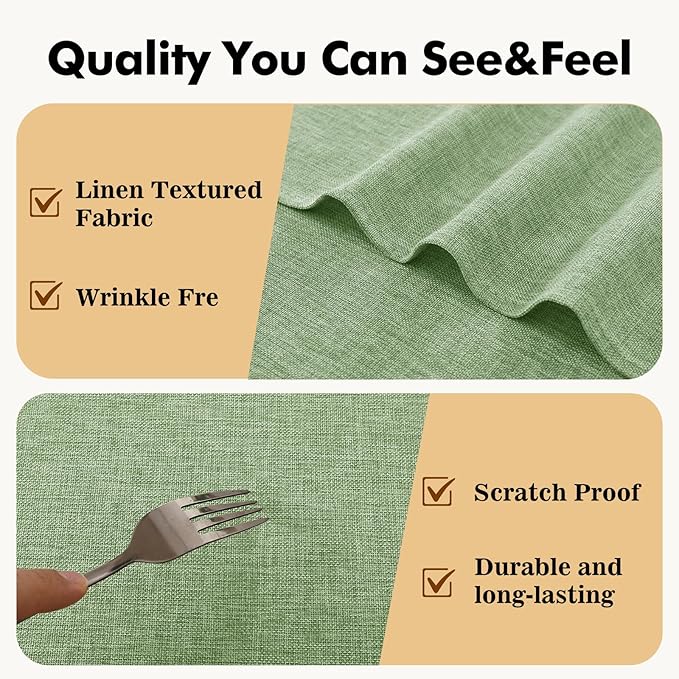 JIUZHEN Square Table Cloth Faux Linen Farmhouse Tablecloth Wrinkle and Stain Resistant Decorative Fabric Table Cover for Kitchen, Dining Room, Parties and Camping, Sage Green, 70 x 70 Inch