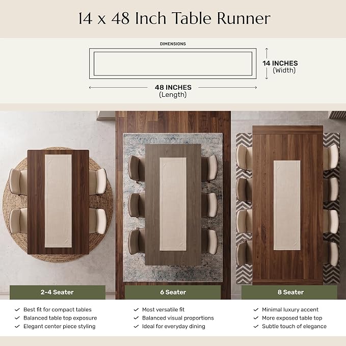 Solino Home 100% Linen Dining Table Runner White Woven, Fete 14 x 48 in | Table - Image 3