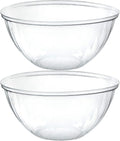 PLASTICPRO Disposable Round Crystal Clear Serving Bowls, Party Snack or Salad Bowl, Plastic Chip Dish, Candy Dish (4, 48 OUNCE)