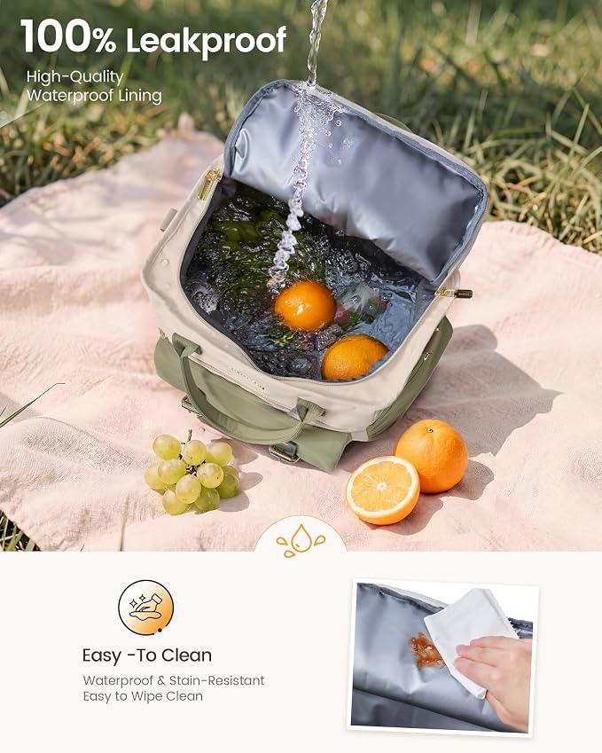 LOVEVOOK Checkered Lunch Bag Women, Insulated Lunch Tote Bag - Image 4