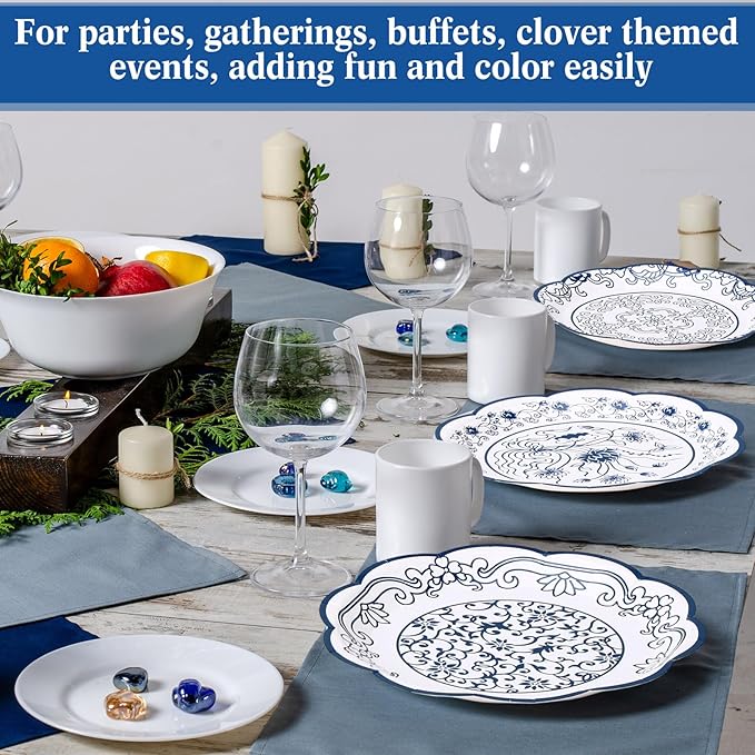 Umigy 120 Pcs 7 Inch Blue and White Floral Disposable Plates Blue Chinoiserie Floral Dessert Paper Plates for Wedding Bridal Shower Party Supplies