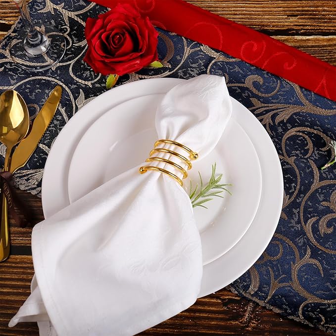 Gold Napkin Rings Set of 8, Metal Napkin Rings Dinner Napkin Holders for Cloth Napkins Thanksgiving Wedding Christmas Party Kitchen Table Decoration(8 Pcs Gold Spring)